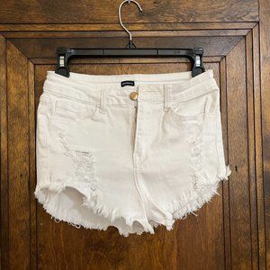 Brandy Melville White Distressed Jean Shorts - Junior's size M